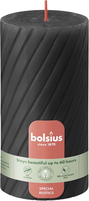 Bolsius Rustiek twist stompkaars 130/68 Stormy Grey