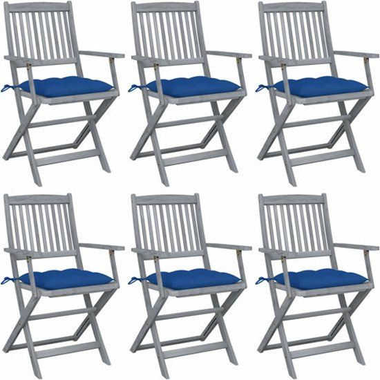 vidaXL Tuinstoelen 6 st inklapbaar met kussens massief acaciahout