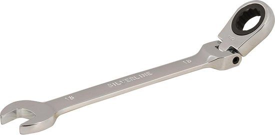 Silverline Flexibele ringratelsleutel - 16 mm - 180 graden kantelbaar - Hoogglans afwerking