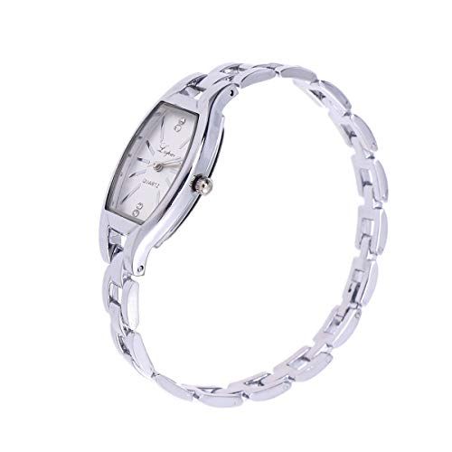 UKCOCO Dames Horloges - Nobel eenvoudig horloge elegante vrouw quartz horloge gepersonaliseerd horloge (zilver wit geconfronteerd)