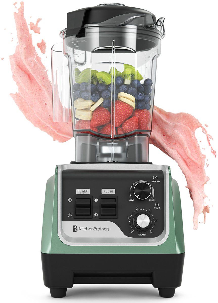 KitchenBrothers Power Blender - 1600W - BPA-vrij - 2L - Smoothie Maker - IJscrusher - Groen