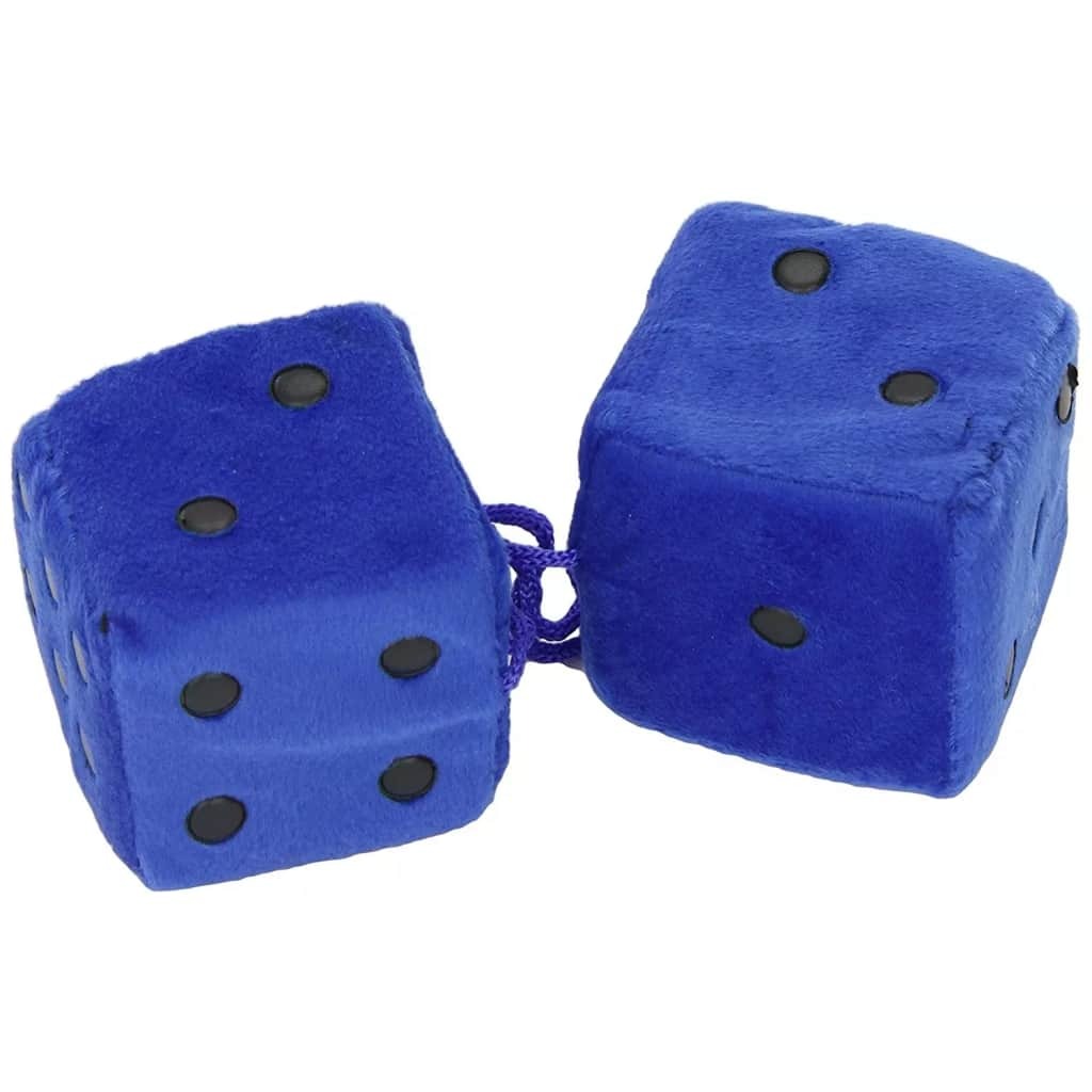 Race sport Spiegelhanger Pluche Dobbelstenen 7 X 7 X 7 Cm Blauw