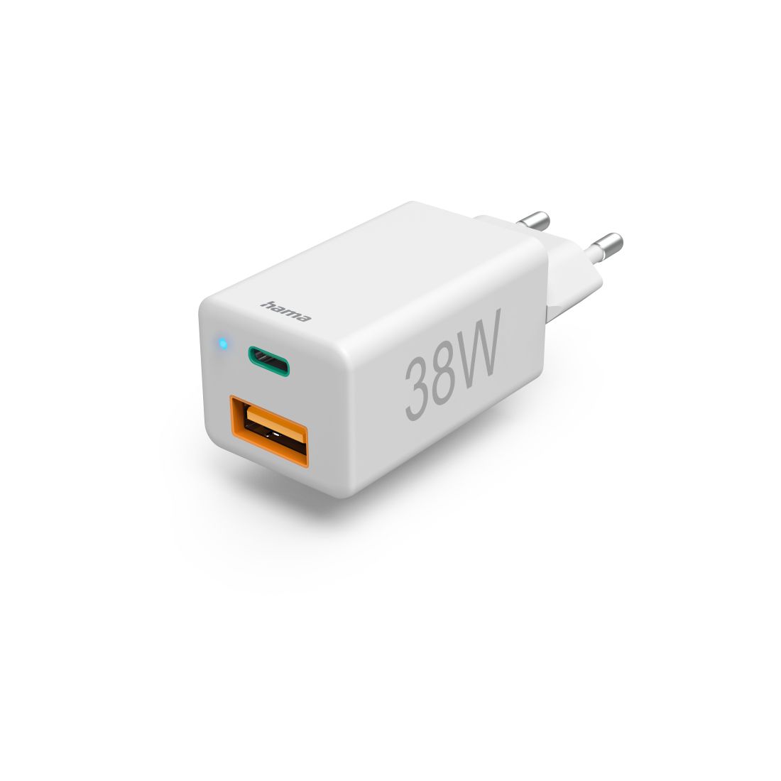 Hama 38W USB-C PD & USB-A QC Mini Charger - White