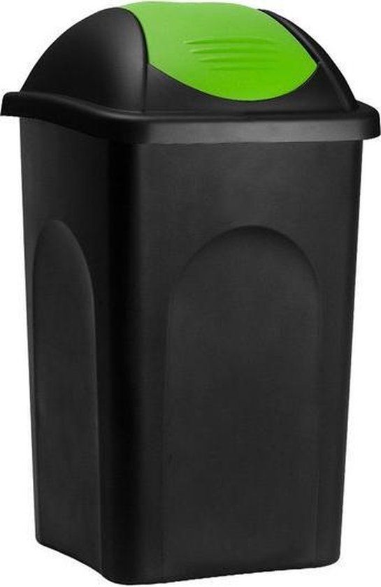 Somultishop Deuba Vuilnisbak met Klapdeksel - 60 Liter - Zwart/Groen