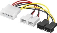 Goobay 93632 PC Ventilator stroomkabel, stroomadapter, 5,25 Molex stekker naar ventilator 2x 12 V / 2x 5 V / 0,15 m