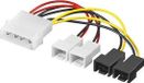 Goobay 93632 PC Ventilator stroomkabel, stroomadapter, 5,25 Molex stekker naar ventilator 2x 12 V / 2x 5 V / 0,15 m