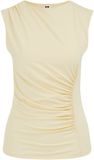 WE Fashion Dames jersey top met plooidetail Lichtgeel Maat L