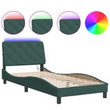 VidaXL Bedframe met LED zonder matras fluweel donkergroen 140x200 cm