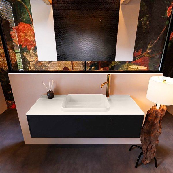 Mondiaz ERIN 120cm badmeubelset onderkast Urban met 1 lade + Wastafel RIDGE Linen