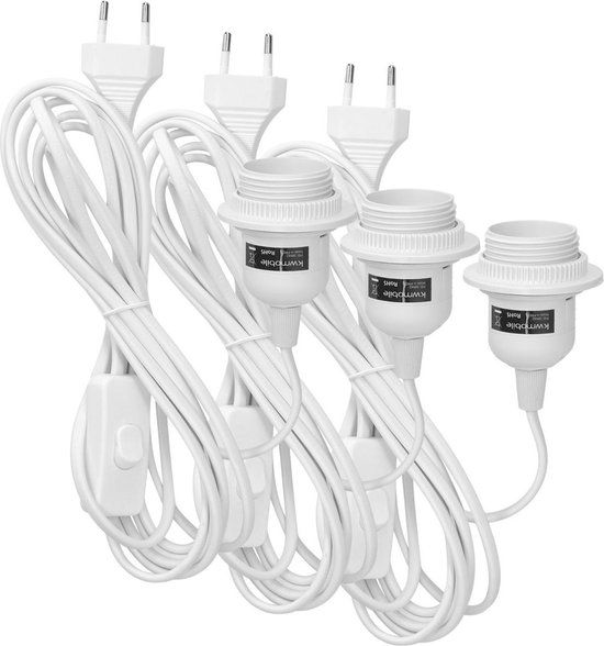 kwmobile Lampfitting met snoer en stekker - E27 fitting compleet met 3,5 m - 3 stuks - Wit