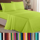 Elegant Comfort Luxe 1500 draaddichtheid Egyptische kwaliteit microvezel 4-delige premium hotellakenset kreukbestendig, rondom elastisch hoeslaken, diepe zak tot 40,6 cm, volledig, limoen