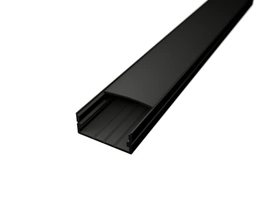 ledomec 2m aluminium profiel strip voor LED strips WIDE-20 in zwart extra brede constructie inclusief afdekking zwart