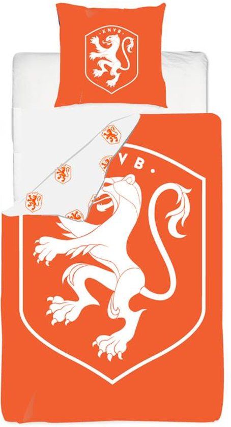 KNVB Lion Dekbedovertrek Eenpersoons 140x200 cm + 1 kussensloop 60x70 cm - Oranje