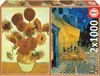 EDUCA - Legpuzzel - 2 x 1000 stukjes - Sunflowers & Café Terrace at Night, Vincent Van Gogh