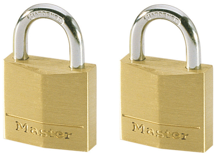 Masterlock Hangslot met 30 mm breed huis van massief messing; verpakking van 2