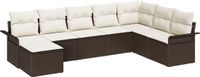 vidaXL Tuinbank Set 8-delig Bruin Polyrattan