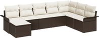 vidaXL Tuinbank Set 8-delig Bruin Polyrattan