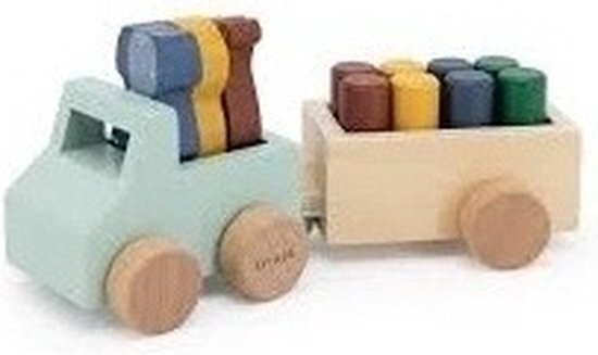 Trixie Baby Trixie - Houten Dierenauto met Aanhangwagen