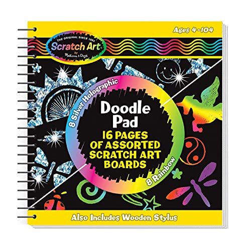 MELISSA & DOUG Scratch Art Doodle Pad 5.5"X5.5" 16 Pages-MD5947