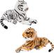 BRUBAKER 2 stuks Tiger, Blanc et Marron, environ 25 cm, peluche