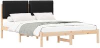vidaXL Bedframe met Gevoerde Hoofdbord Zwart 140 x 200 cm