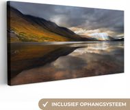 OneMillionCanvasses Canvas Schilderij - Bergen Dal Natuur Wolken - 40x20 cm