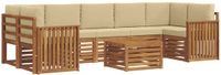 vidaXL - Bank loungeset - 7 zitplekken - Natuurlijk en beige - Massief acacia hout