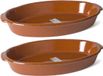 Gerimport Assiette à tapas - 3x pièces - 44 cm - grès - marron - plat de service - plat à four