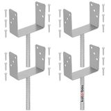 KOTARBAU® 4 st Paalhouder Beton, Verzinkt Staal, 161 mm, Zilver