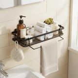 Unyqoos® Organiseur de cuisine (29 x 12 x 6 cm) en acier au carbone renforcé – avec bac d'égouttage amovible, 4 crochets et un porte-serviettes, inoxydable, adapté pour éponges et brosses