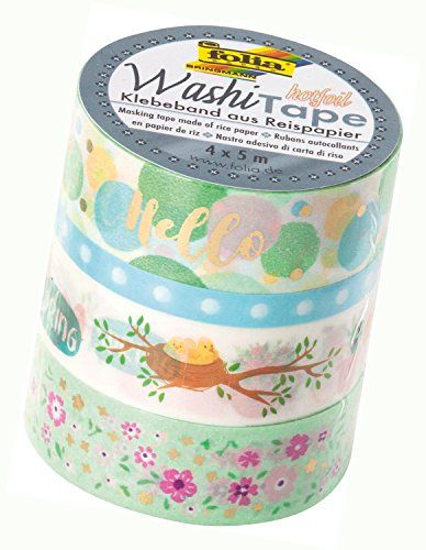 Folia 26435 Washi Tape, hotfoil voorjaar I, set van 4