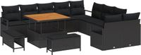 vidaXL Tuinbank Set Zwart Poly Rattan