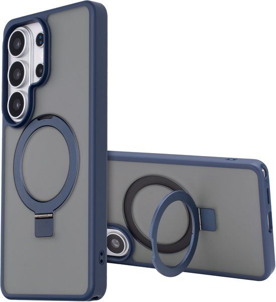Accezz Hoesje - Geschikt voor Samsung Galaxy S26 Ultra - Ring Stand Backcover met Magnetische Ring - Blauw