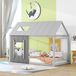 Ropilly Kinderbed 90x200cm huisvorm grenenhout MDF donkergrijs lichtgrijs