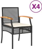 vidaXL Fauteuils de jardin 4 pièces avec coussins poly rotin et acacia noir