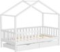 ML-Design Kinderbed Huisbed 80x160 cm Wit Hout met 2 Laden en Dak