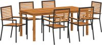 vidaXL Tuinset, 7-delig, zwart, massief acaciahout