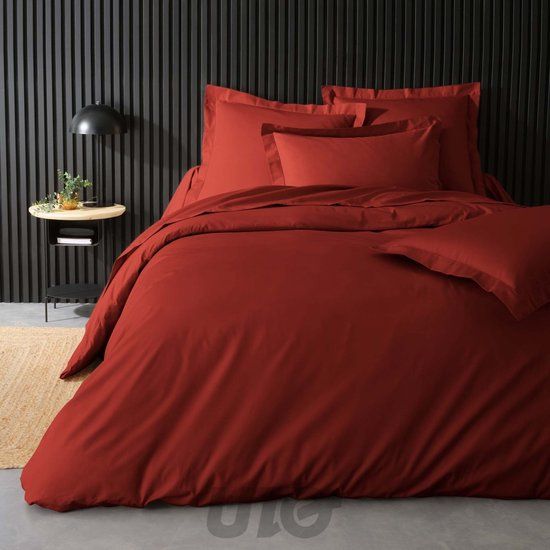 Douceur d'intérieur Dekbedovertrek Percaline Effen Katoen Rood Tweepersoons 220x240 cm