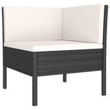 vidaXL 5-delige Loungeset met kussens, polyrattan, zwart