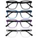 OPULIZE LEO Leesbril - 4-Pack - Groot Rechthoekig Montuur - Zwart, Blauw, Paars, Transparant - Heren Dames - Veerscharnieren - RRRR55-135C - +2.50