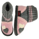 BECK Huisschoenen 'Little Hearts' basaltgrijs / rosa / wit