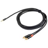 Proel CHLP215LU3 Professionele Y-kabel (Yongsheng 3,5 mm stereo jack op 2 x Yongsheng RCA, vergulde contacten, 3 m) zwart
