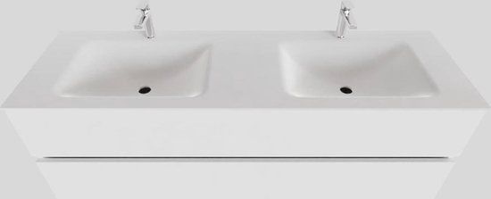 Boss & Wessing Badkamermeubel Solid Surface AQS Oslo 150x46 cm Dubbel Mat Wit (2 kraangaten)