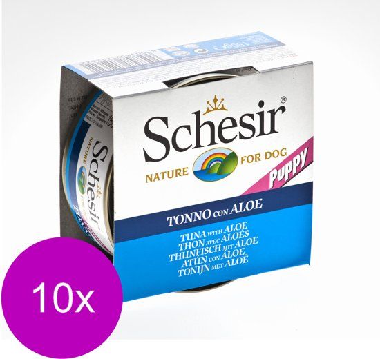 Schesir Hond Blik Puppy Gelei 150 g - Hondenvoer - 10 x Tonijn&Aloë Vera