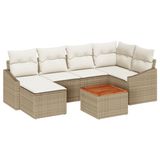 vidaXL Tuinbank Set 7-delig Beige/Crème Polyrotan