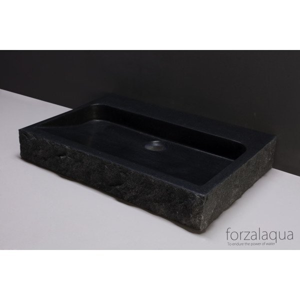 Forzalaqua Palermo wastafel 80.5x51.5x9cm rechthoek 1 wasbak 1 kraangat graniet gezoet gekapt antraciet 8010279