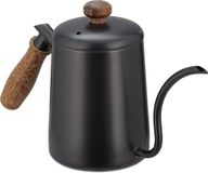 Merkloos Relaxdays theepot - RVS - Eikenhouten handgreep - Maatverdeling - 550 ml