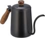 Merkloos Relaxdays theepot - RVS - Eikenhouten handgreep - Maatverdeling - 550 ml