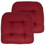 Sweet Home Collection Terraskussens Outdoor Stoel Pads Premium Comfortabele Dikke Vezel Vulling Getuft 19" x 19" Stoelhoes, 2 Pack, Rood