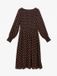 Vero Moda VMLINDA Midi-jurk met lange mouwen, ronde hals, gestipt patroon en kuithoogte in Chocolate Torte 1, maat S